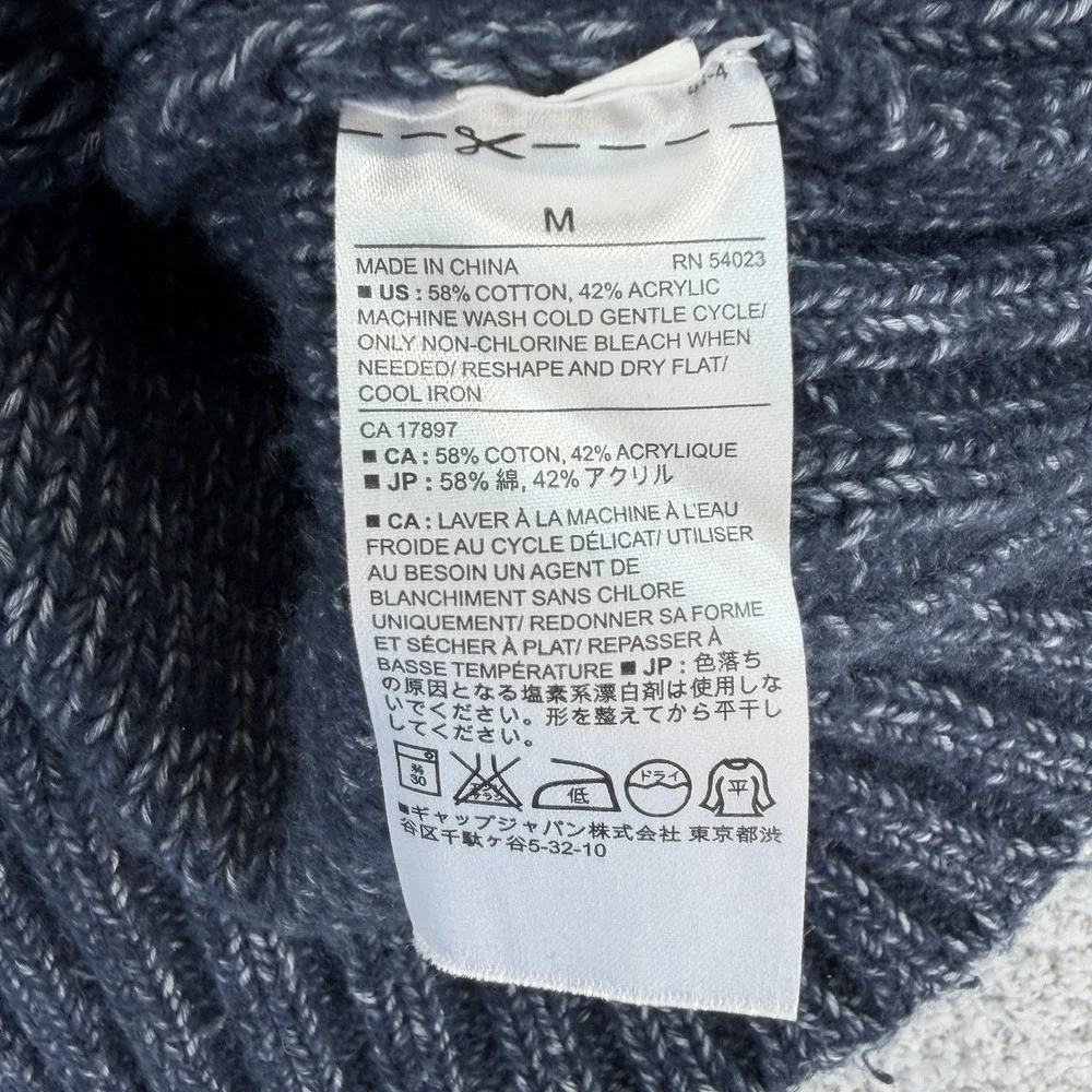 Banana Republic Cable Knit Sweater Mens Medium Blue Knarl Fisherman Preppy